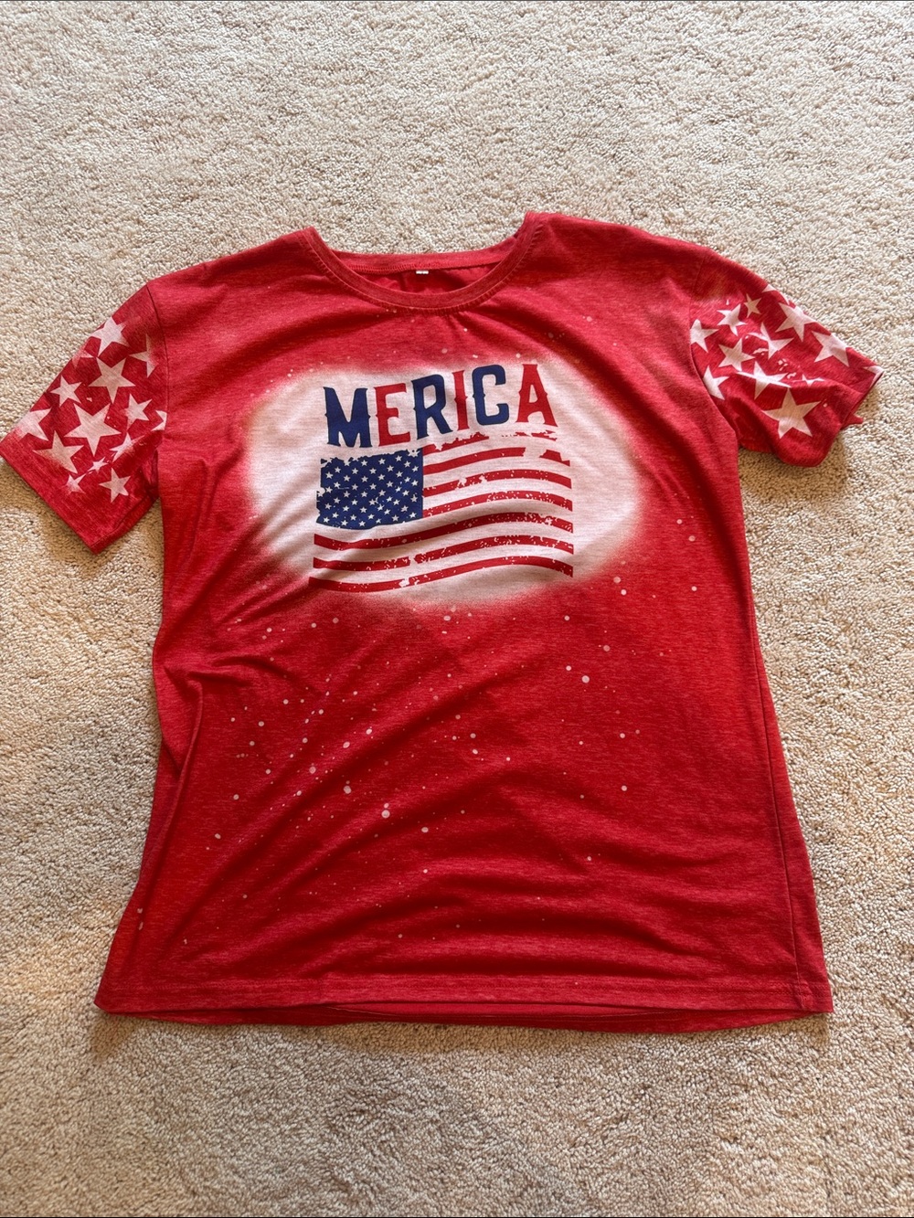 Women’s Short Sleeve 'Merica Flag Graphic Tee - Red